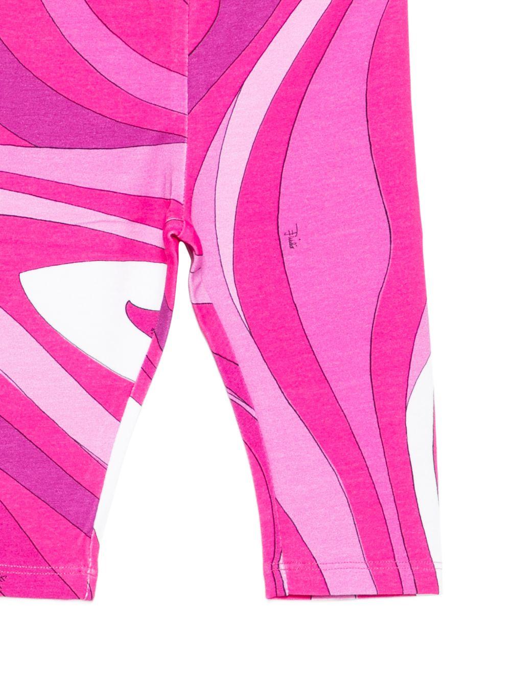 Pantaloni per neonata Emilio Pucci Junior fucsia con stampa grafica all-over PY6000 Z3687 570BC EMILIO PUCCI KIDS