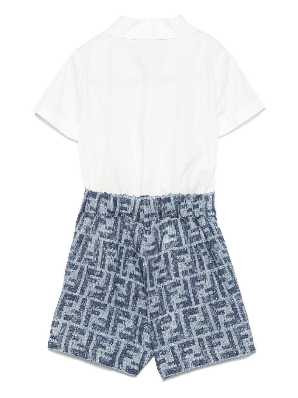 Set con shorts per neonato Fendi Kids bianco FF jacquard BML155 AUK2 F1I11 FENDI KIDS