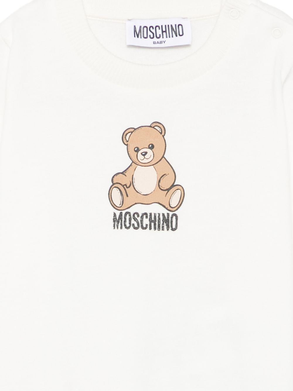 Felpa per neonati Moschino Kids bianca con motivo Teddy Bear MUF06ILCA40 10063 MOSCHINO KIDS