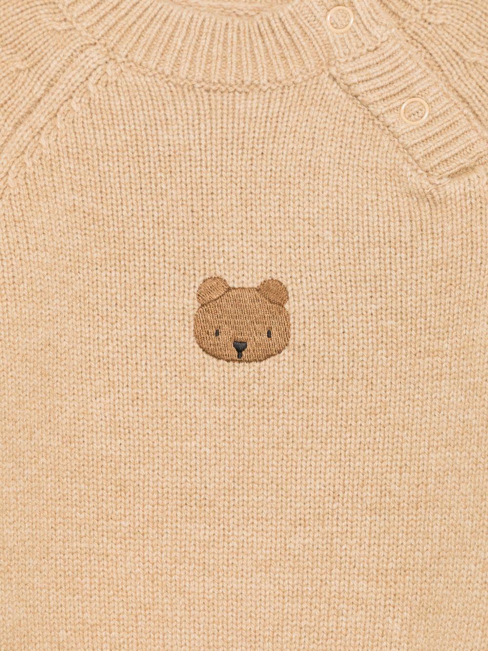 Maglione per neonato Donsje beige con orso ricamato 3040201 00077 DONSJE