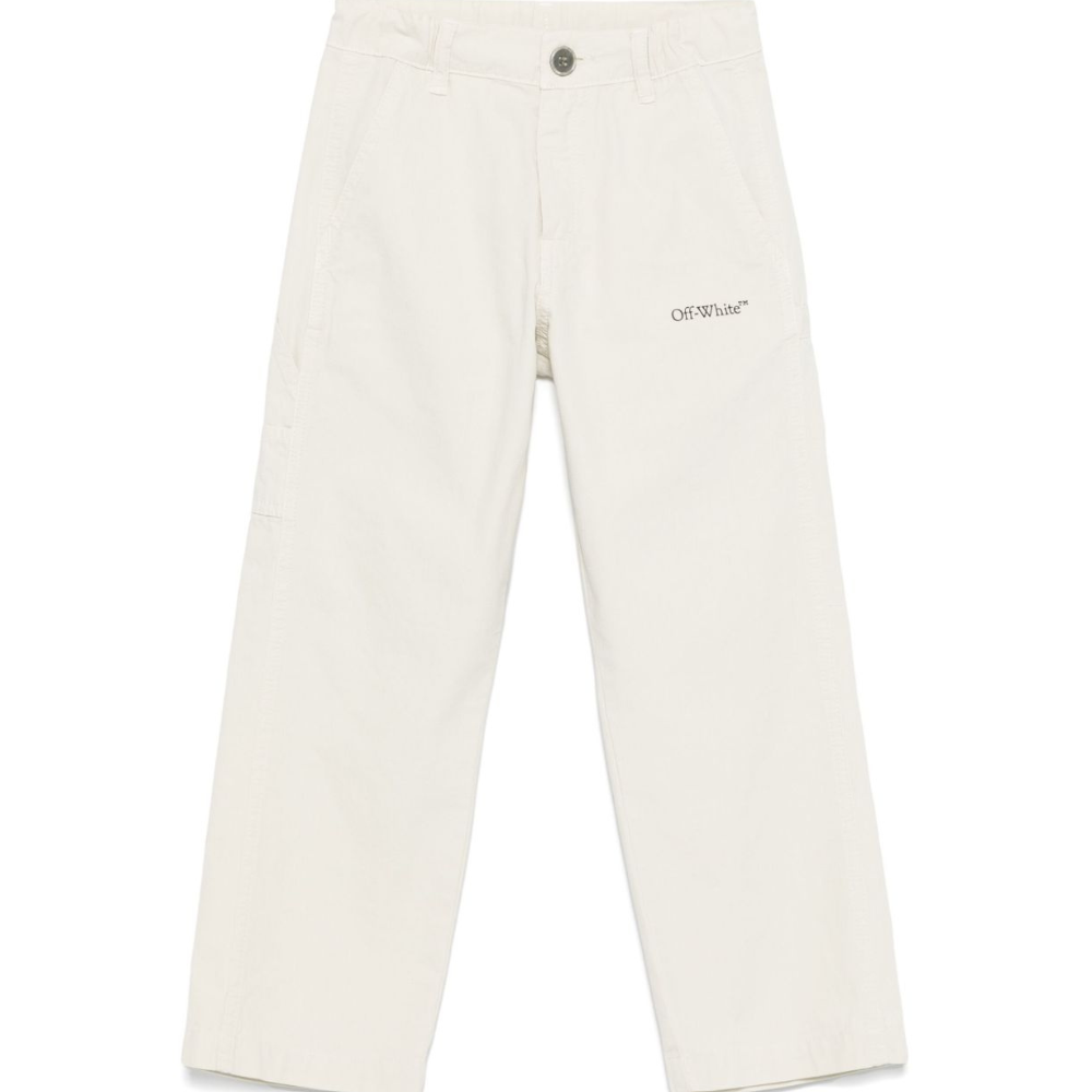 Pantaloni con logo per bambino Off-White Kids grigio con passanti OBCA009S25FAB001 0510 OFF WHITE KIDS