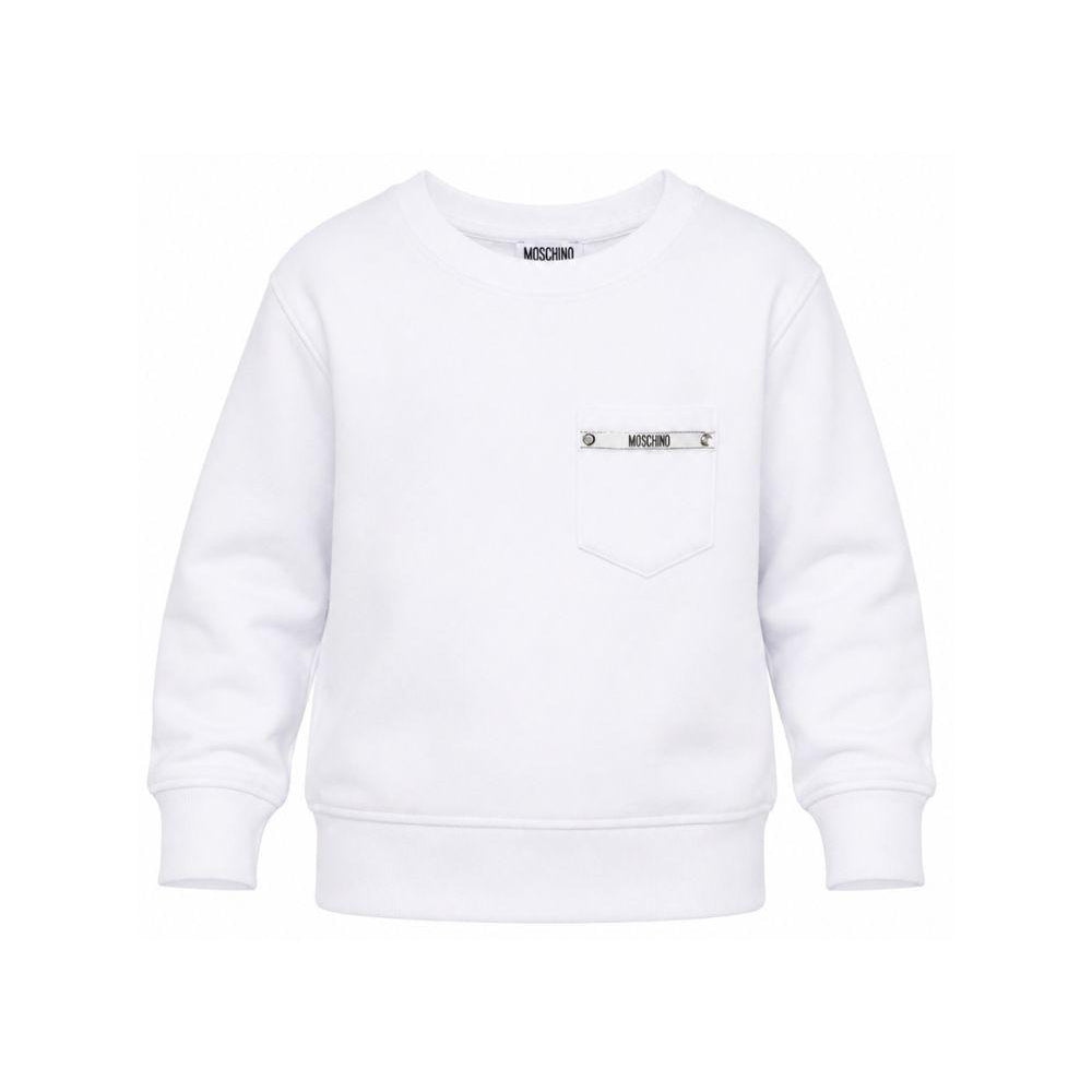 Felpa per bambino Moschino Kids bianca con taschino sul petto HUF09PLCA86 10101 MOSCHINO KIDS