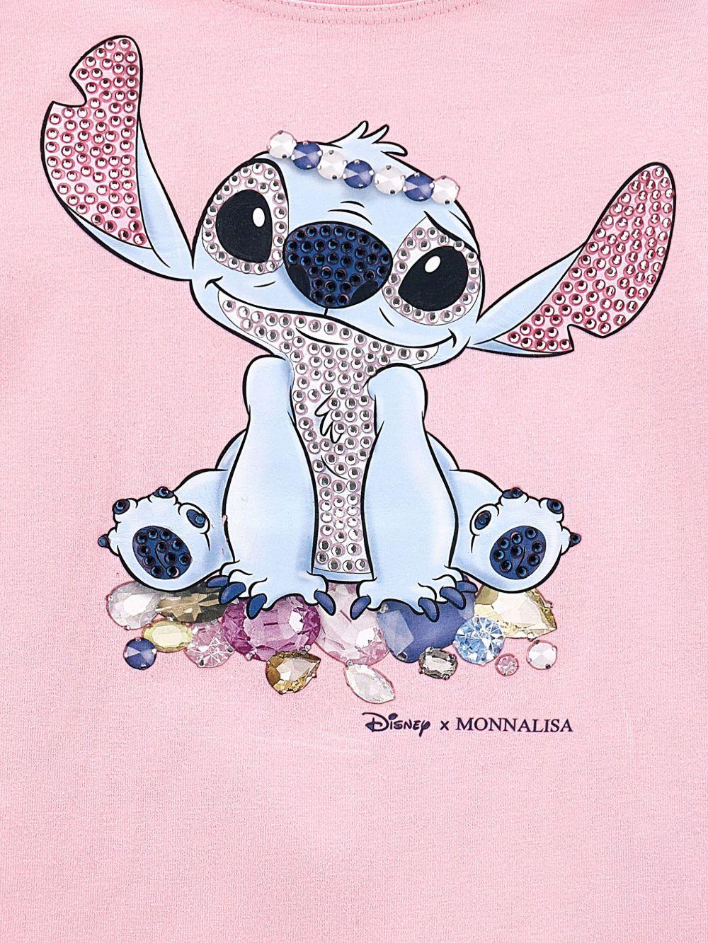 T-shirt per bambina Disney x Monnalisa rosa con stampa grafica Stitch 19F610 6013 0090 MONNALISA