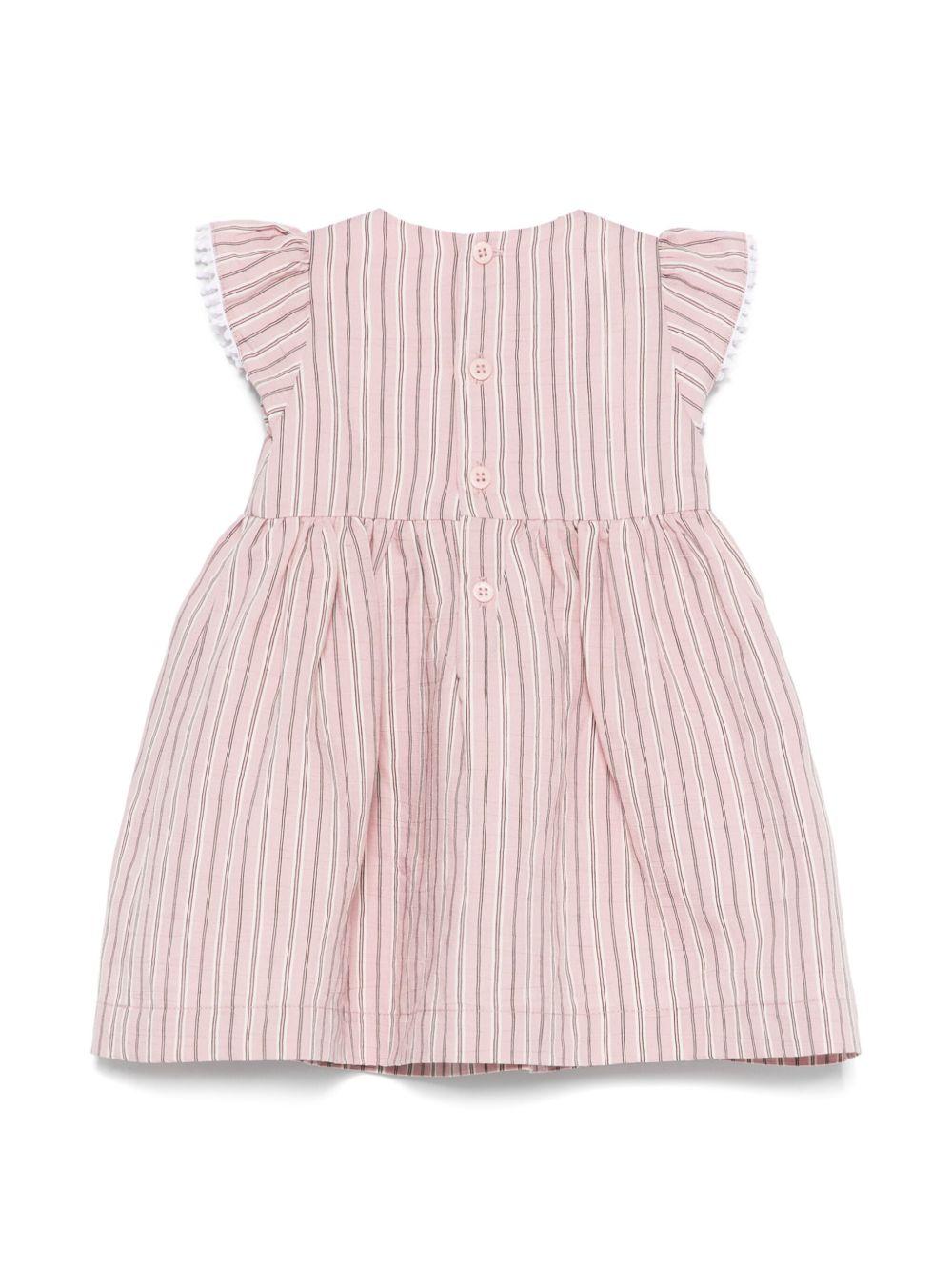 Abito per neonata Il Gufo rosa con motivo a righe verticali P25VM782R1000NB 333 IL GUFO