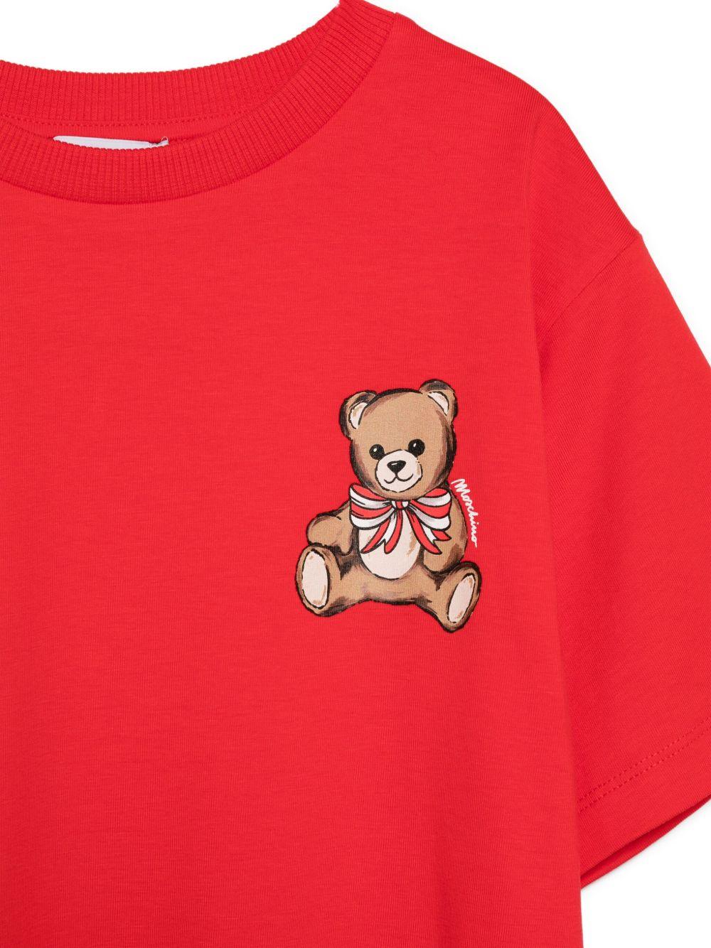 T-shirt per bambina Moschino Kids rosso con stampa Teddy Bear HKM060LBA11 50109 MOSCHINO KIDS