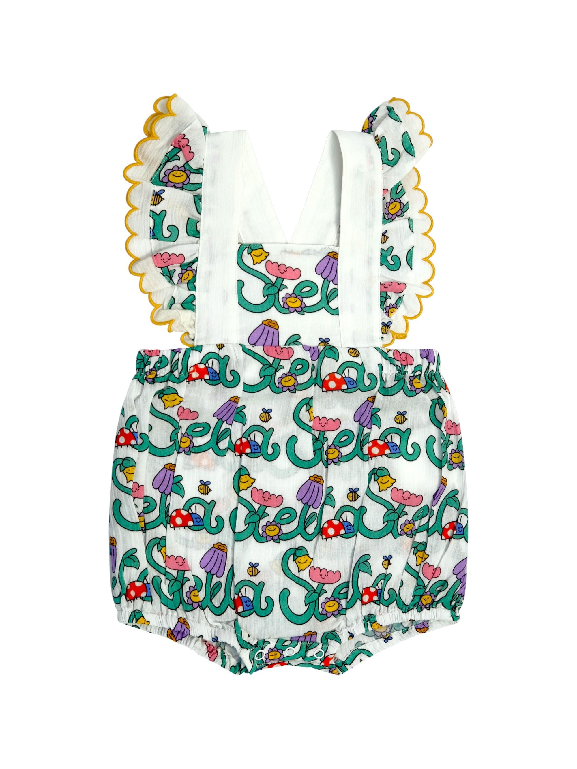 Salopette per neonata Stella McCartney Kids bianco con stampa logo all-over TYA001 Z3599 101MC STELLA McCARTNEY KIDS