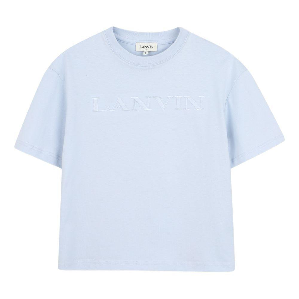 T-shirt per bambino Lanvin Enfant azzurra con scritta groffata N30360 79L LANVIN KIDS