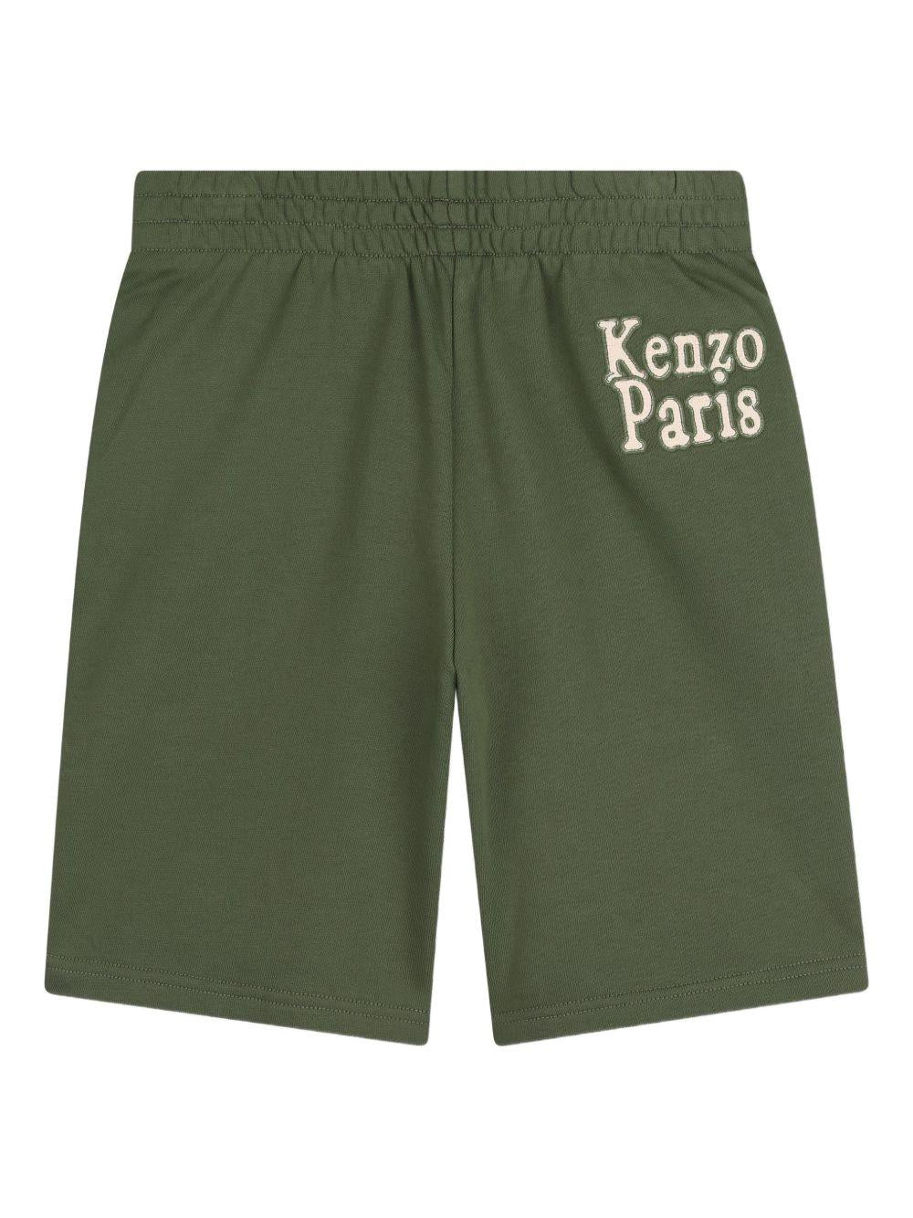 Shorts per bambino Kenzo Kids verde con motivo applicato K61886 64B KENZO KIDS