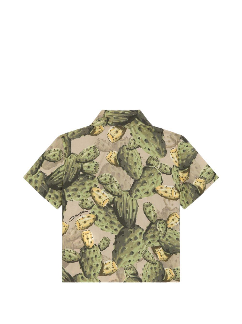 Camicia per neonato Dolce & Gabbana Kids verde con stampa cactus all-over L14S79 HS5UI HA5XN DOLCE & GABBANA KIDS