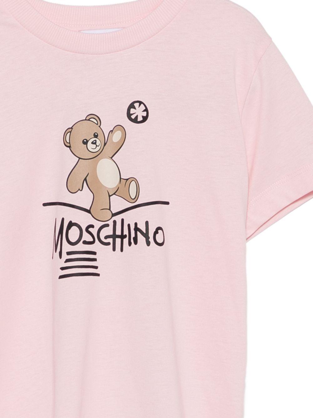 T-shirt per bambina Moschino Kids rosa con motivo Teddy Bear HUM05XLAA20 50209 MOSCHINO KIDS