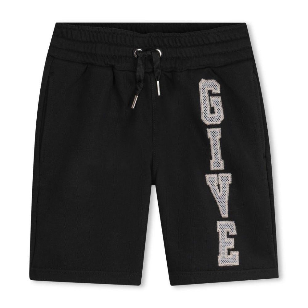 Shorts per bambino Givenchy Kids nero con ricamo logo sulla gamba H30714 09B GIVENCHY KIDS