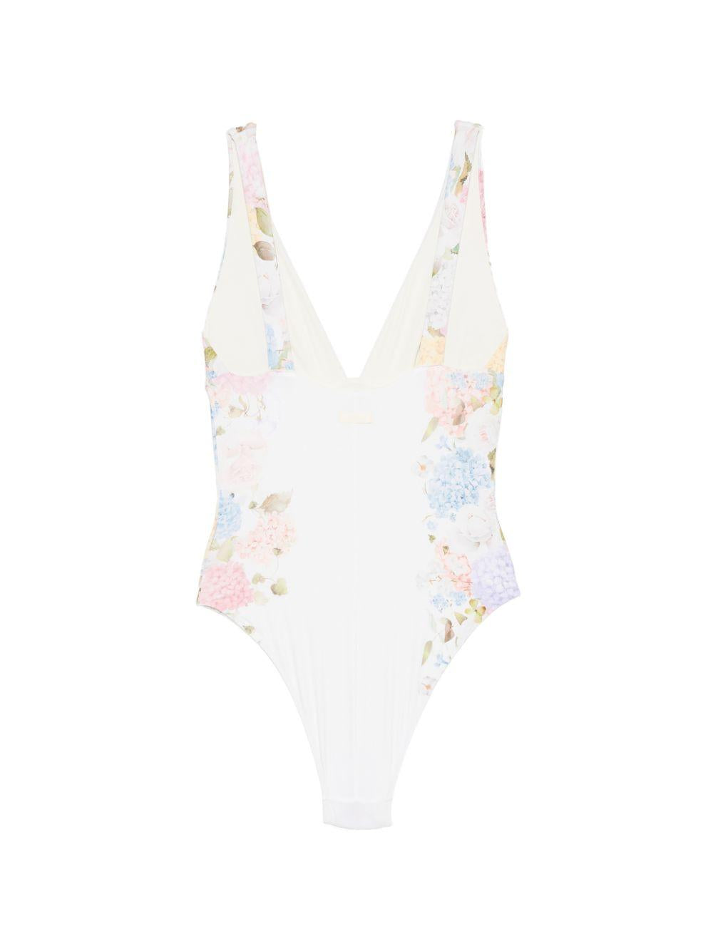 Costume intero per donna MC2 Saint Barth bianco con stampa floreale MAVI001 03508L MC2 ST. BARTH