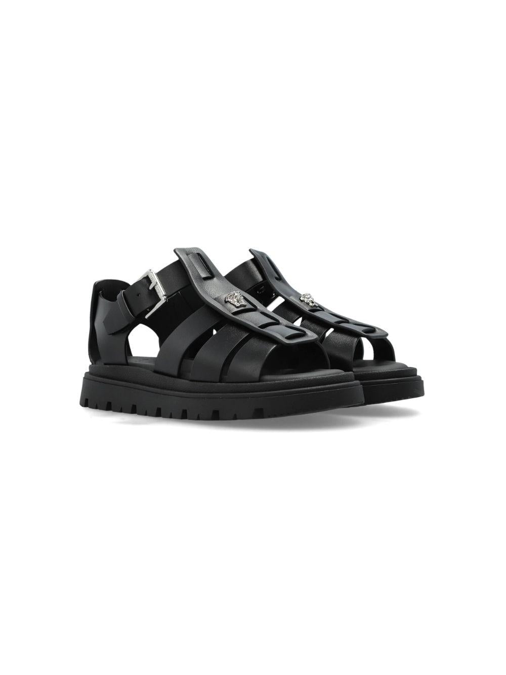 Sandali per bambina Versace Kids nero con placca Medusa 10179051A00138 1B00P VERSACE KIDS
