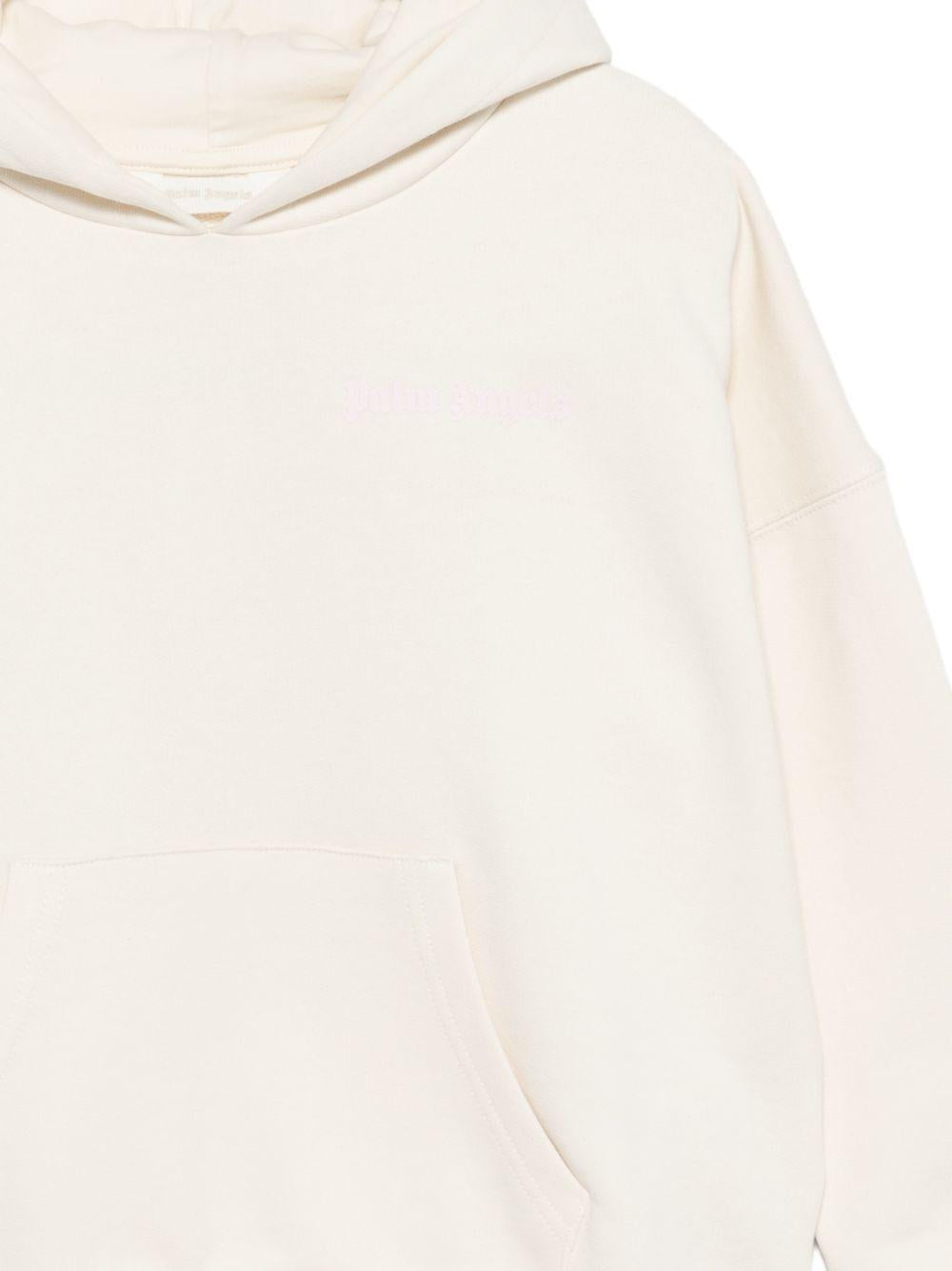 Felpa per bambina Palm Angels Kids bianca con cappuccio PGBB014S26FLE001 002 PALM ANGELS KIDS