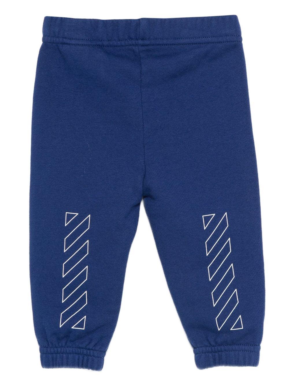 Pantaloni sportivi per neonato Off-White Kids blu con logo stampato e orli elasticizzati OBXD001F25FLE001 4501 OFF WHITE KIDS