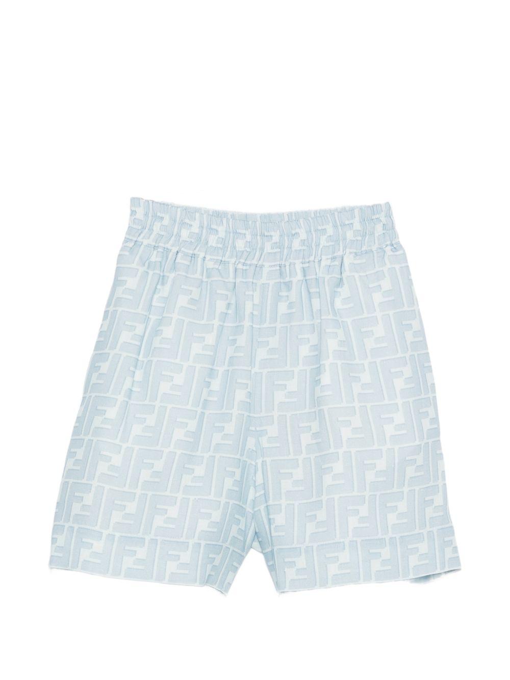 Shorts per bambino Fendi Kids azzurro con monogramma FF all-over JMF586 AY8C F0EX7 FENDI KIDS