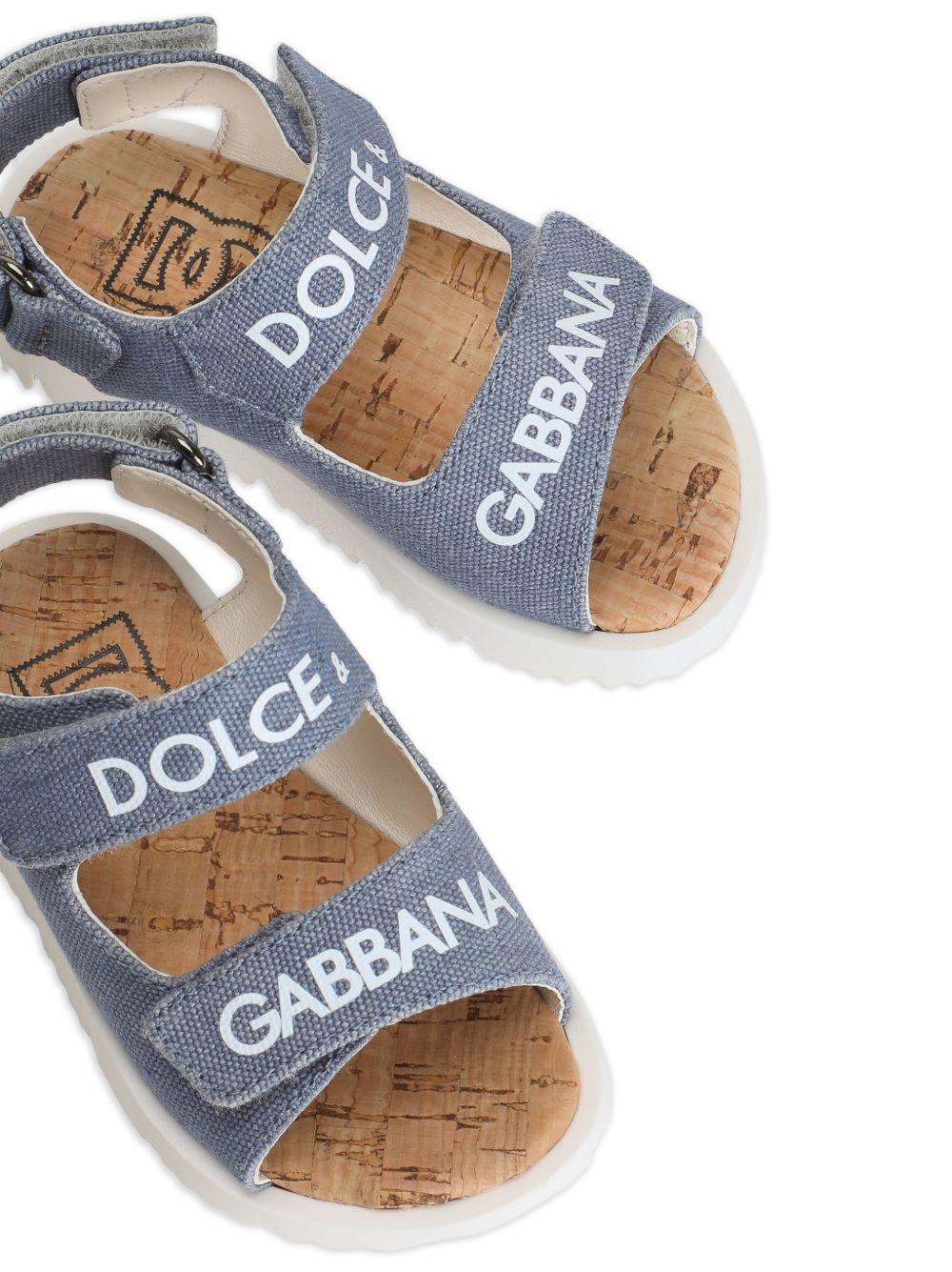 Sandali per bambino Dolce & Gabbana Kids in denim con Logo sui cinturini DL0092 AW520 80619 DOLCE & GABBANA KIDS