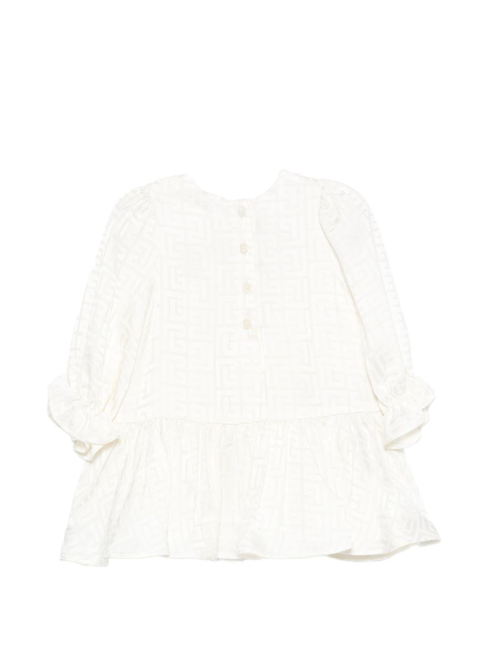 Abito per neonata Balmain Kids bianchi a maniche lunghe BY1150 S0192 102 BALMAIN KIDS