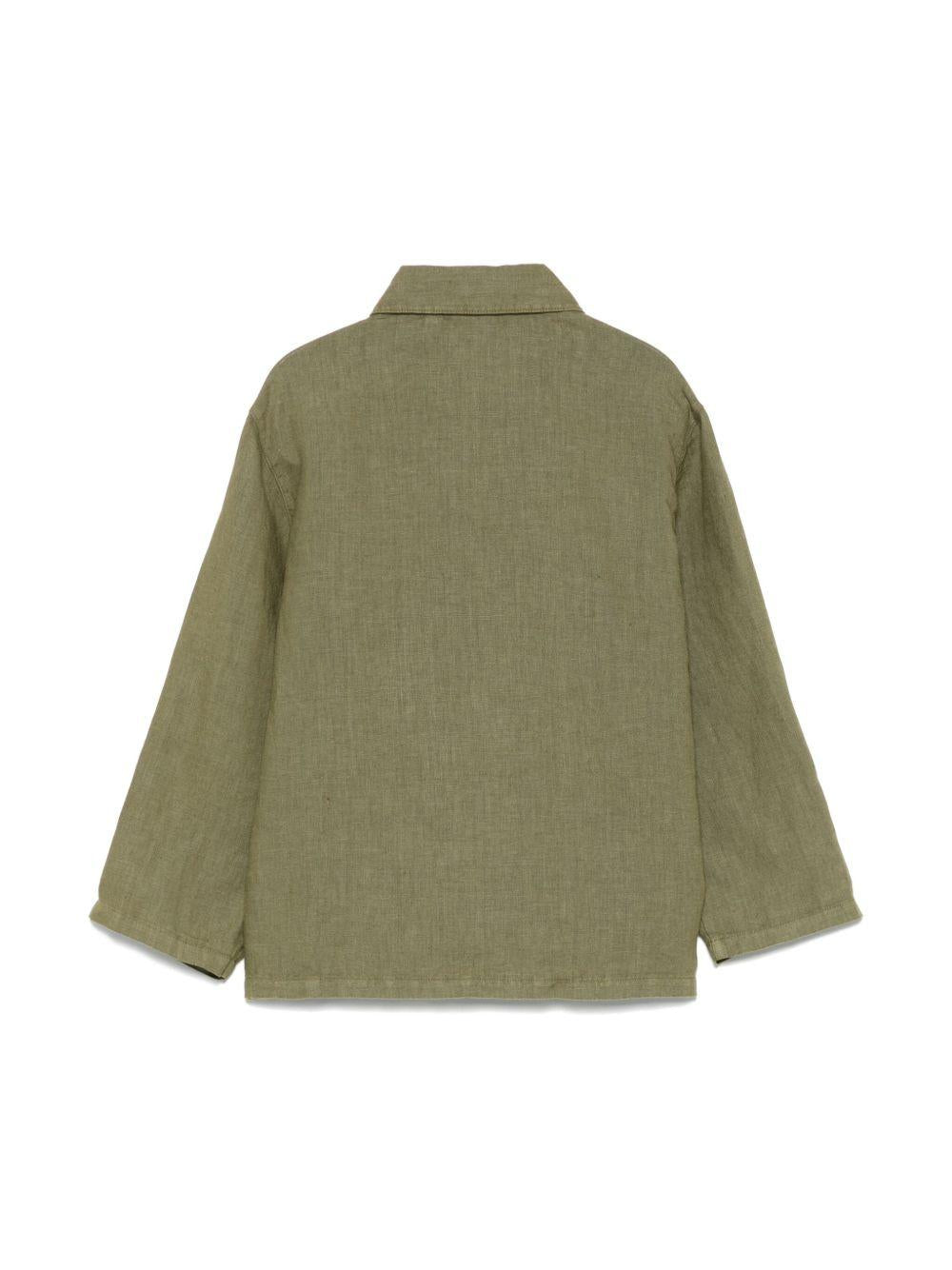 Camicia per bambino Aspesi Kids verde in lino con tasca laterale applicata S25009GCL6000 583 ASPESI