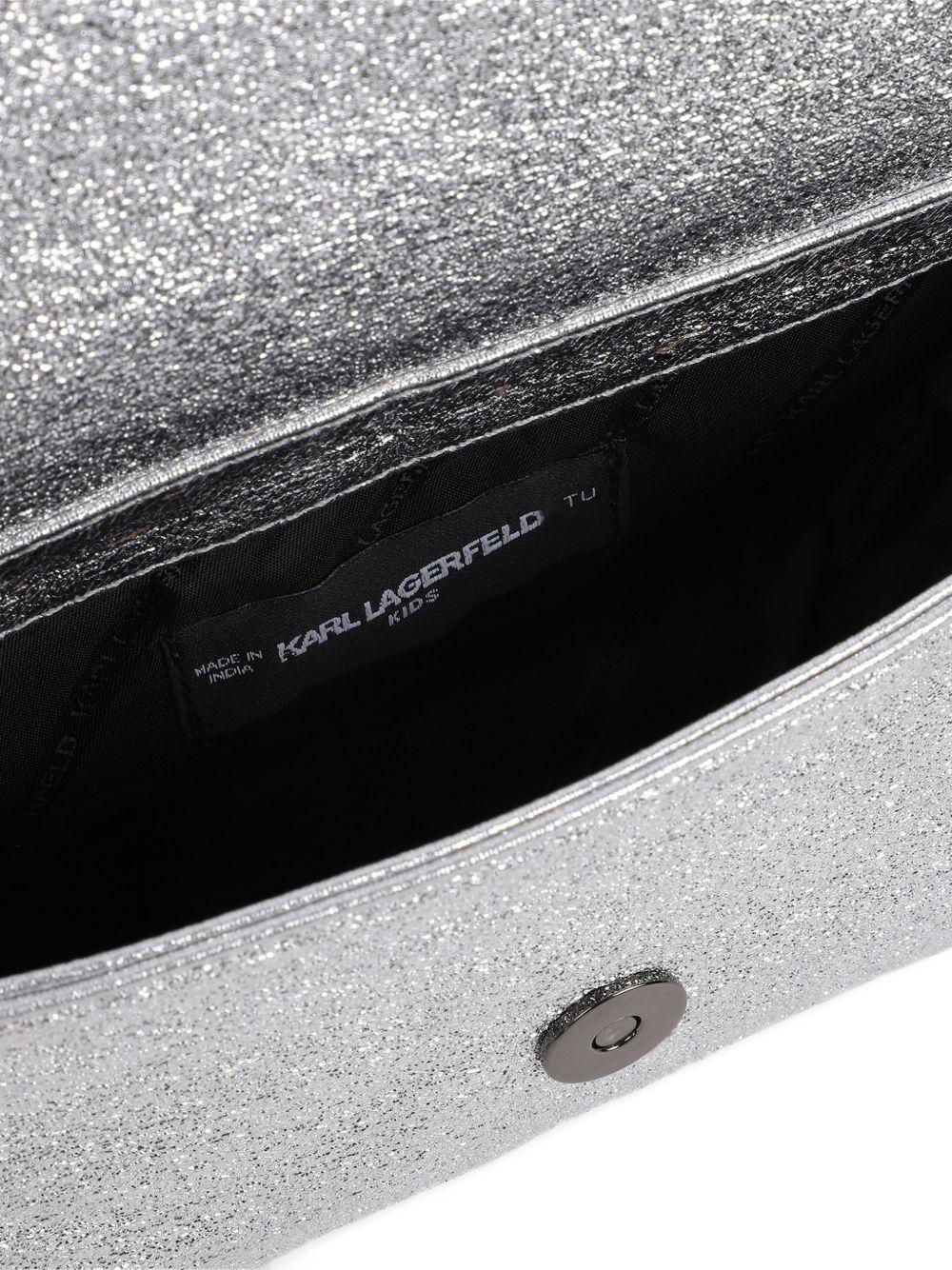 Borsa per bambina Karl Lagerfeld Kids argento con applicazioni glitterate Z31218 016 KARL LAGERFELD KIDS