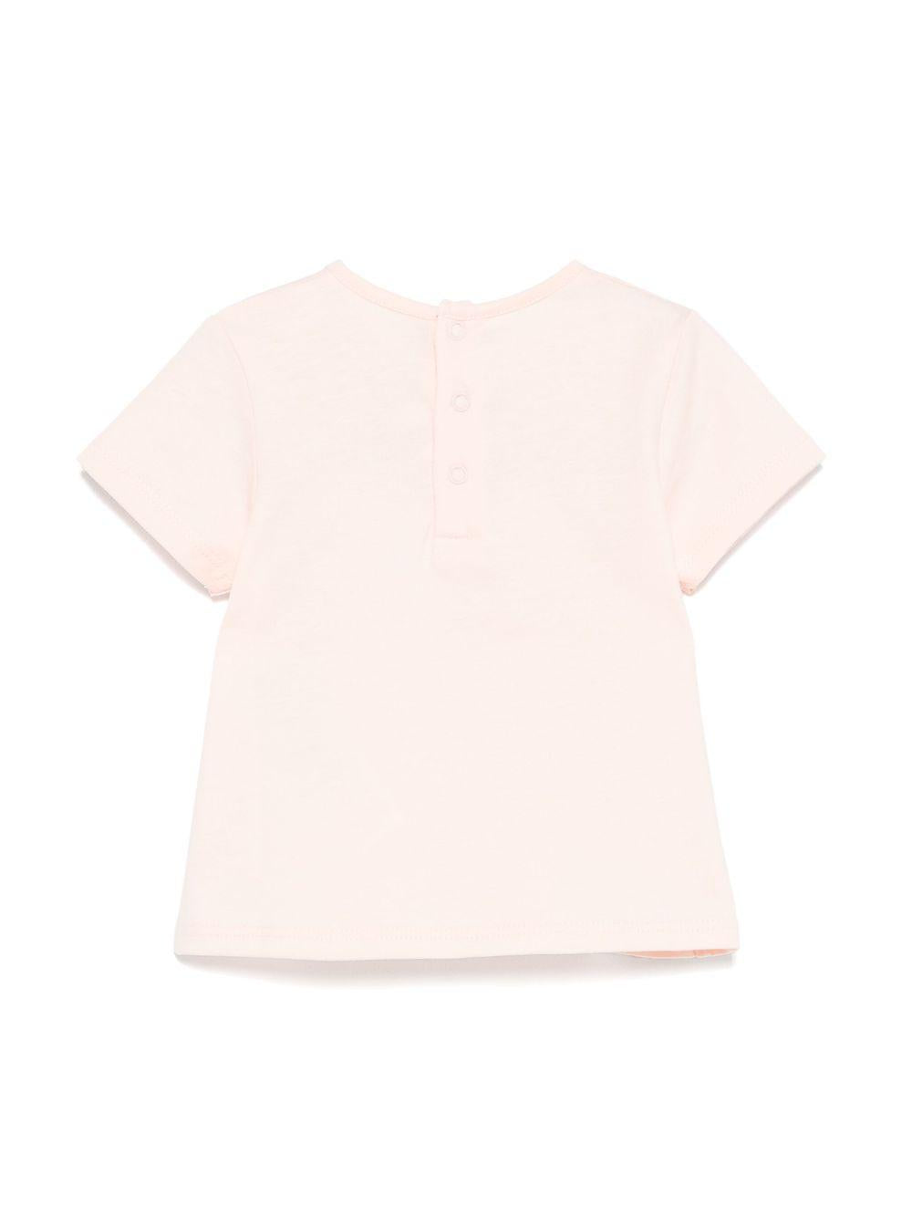 T-shirt per neonata Chloé Kids rosa chiaro con logo ricamato C20525 46J CHLOE' KIDS