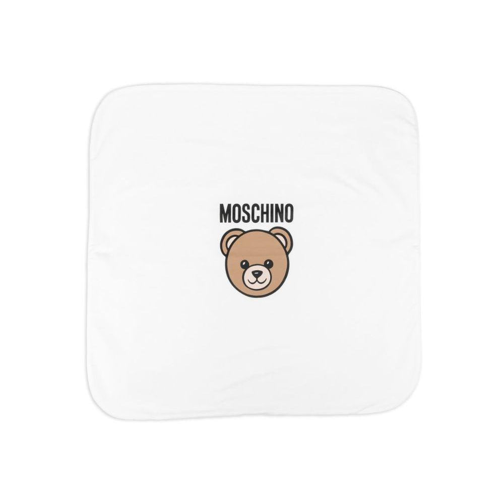Coperta per neonati Moschino Kids bianca con stampa Teddy Bear MUB00MLCA19 10063 MOSCHINO KIDS