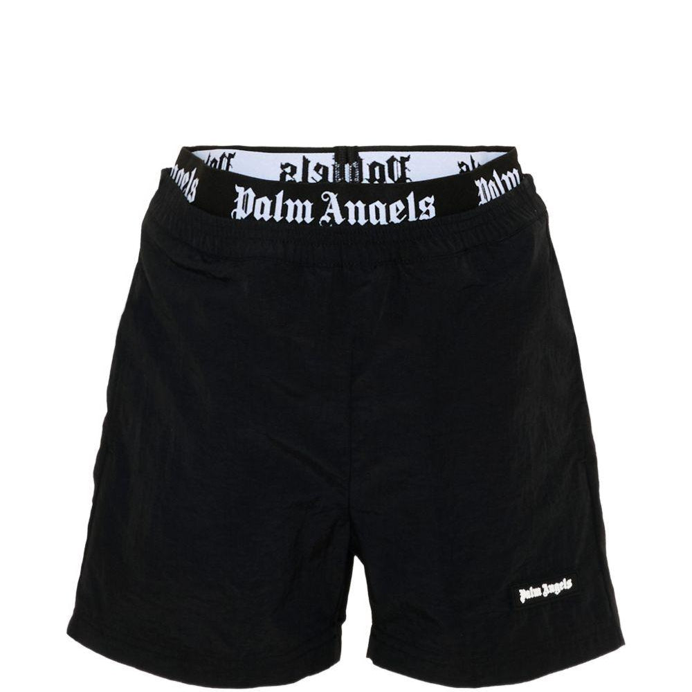 Costume da bagno per bambino Palm Angels Kids nero con logo in vita PBFD005S26FAB001 110 PALM ANGELS KIDS