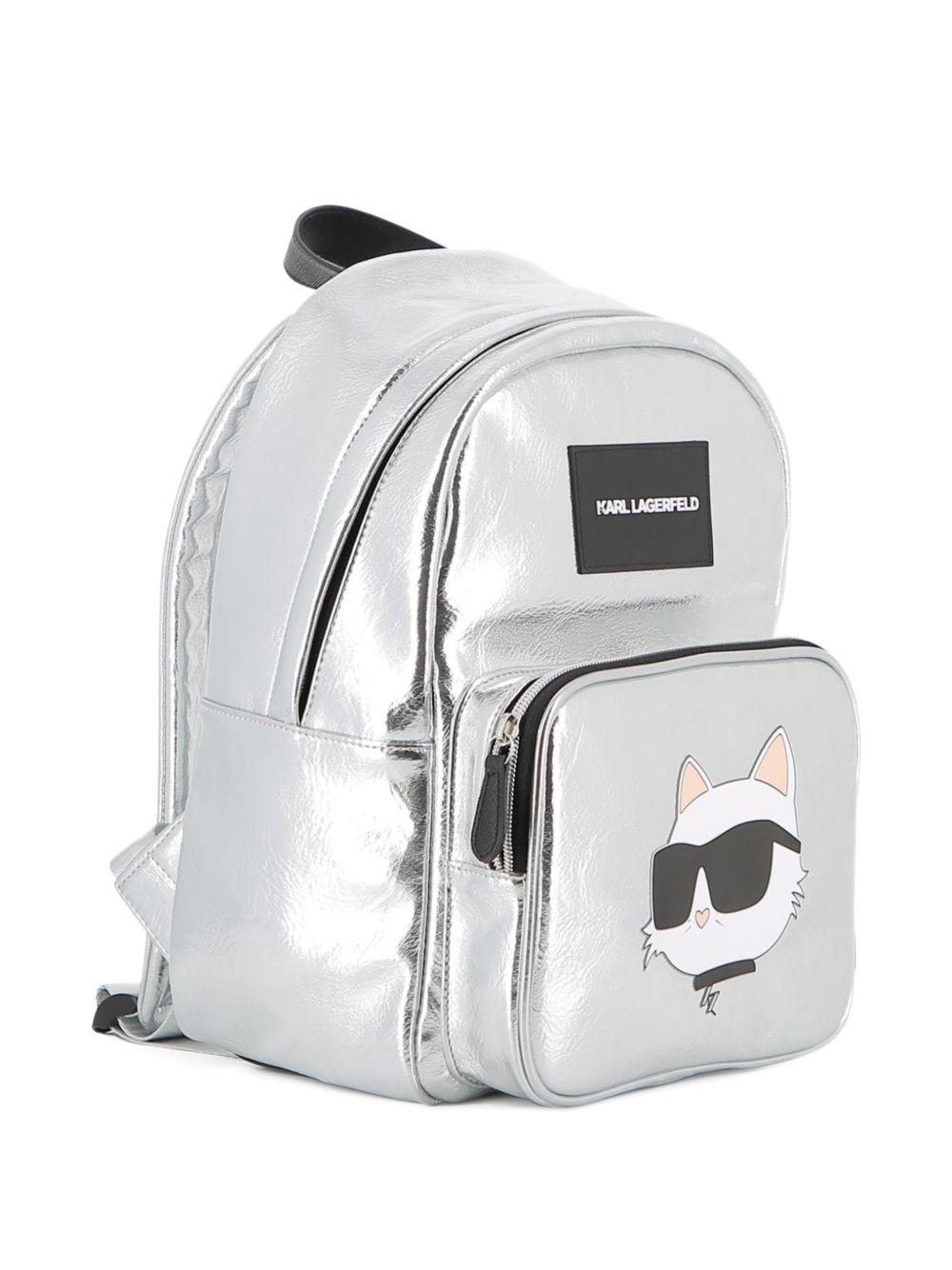 Zaino per bambini Karl Lagerfeld Kids argento con stampa Z31215 016 KARL LAGERFELD KIDS