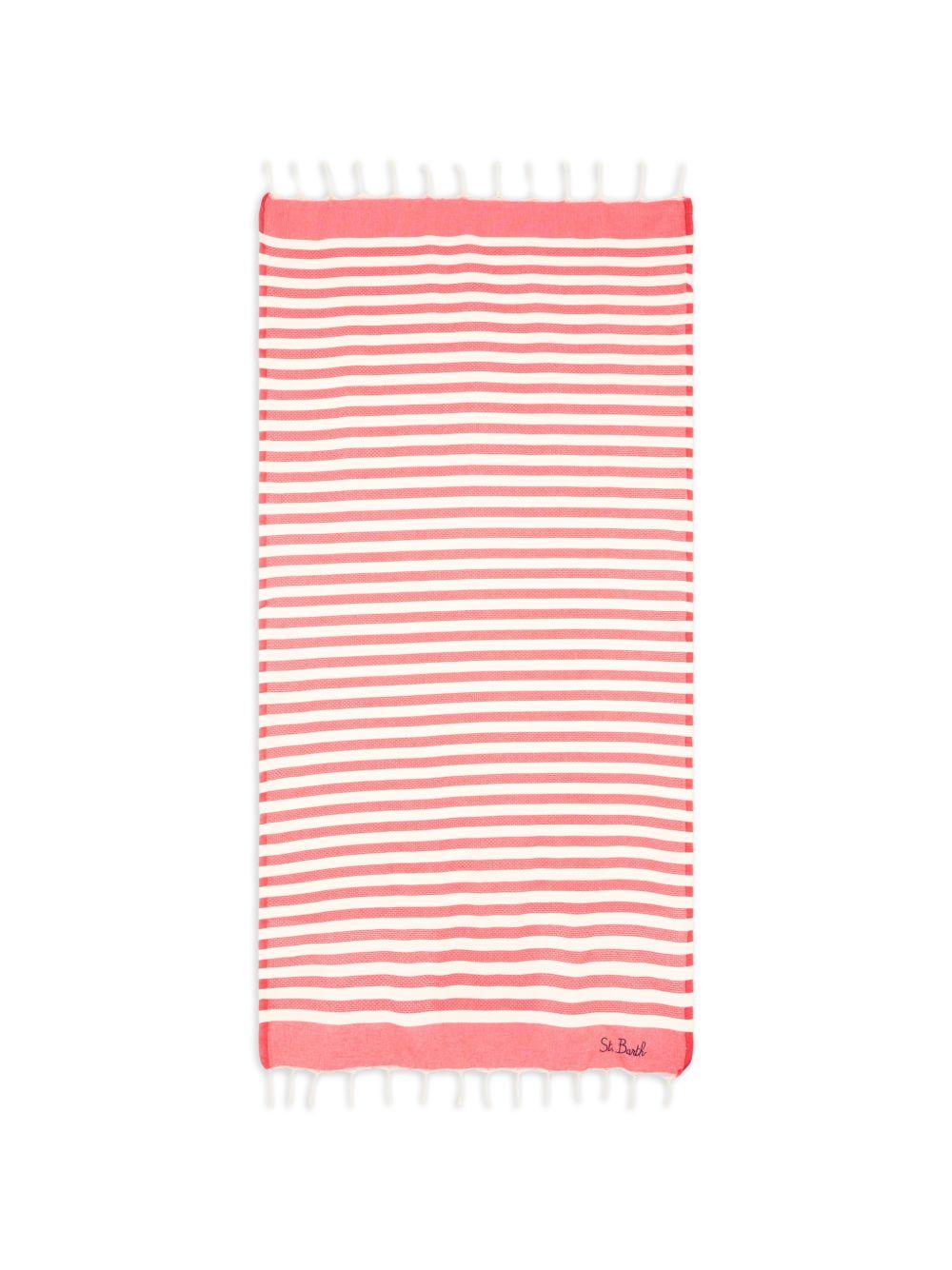 Telo mare MC2 Saint Barth rosso e bianco con motivo a righe FOUT012 02754L MC2 ST. BARTH KIDS