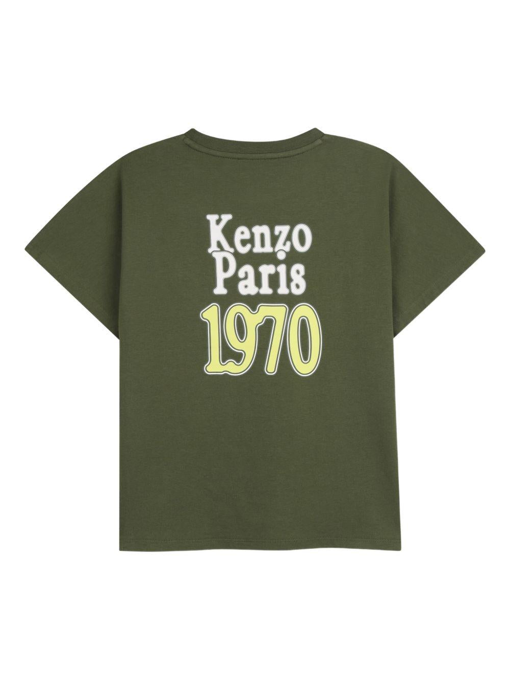 T-shirt per bambino Kenzo Kids verde con stampa logo sul retro K61884 64B KENZO KIDS