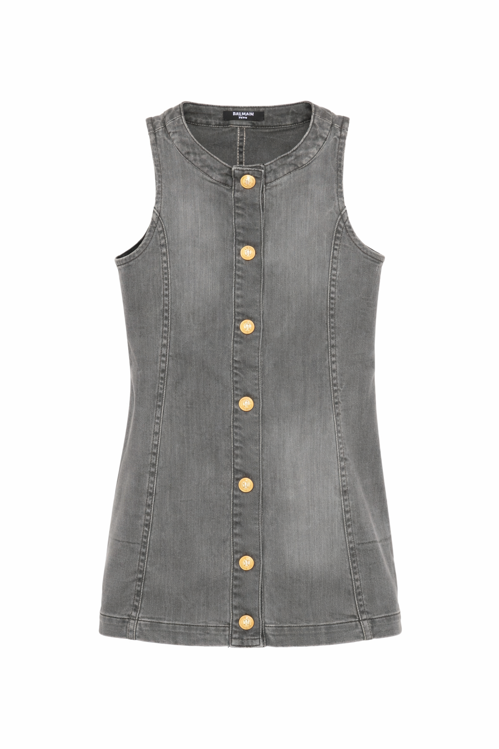 Abito per bambina Balmain Kids in denim grigio con bottoni in rilievo BY1B62 Z3666 918 BALMAIN KIDS