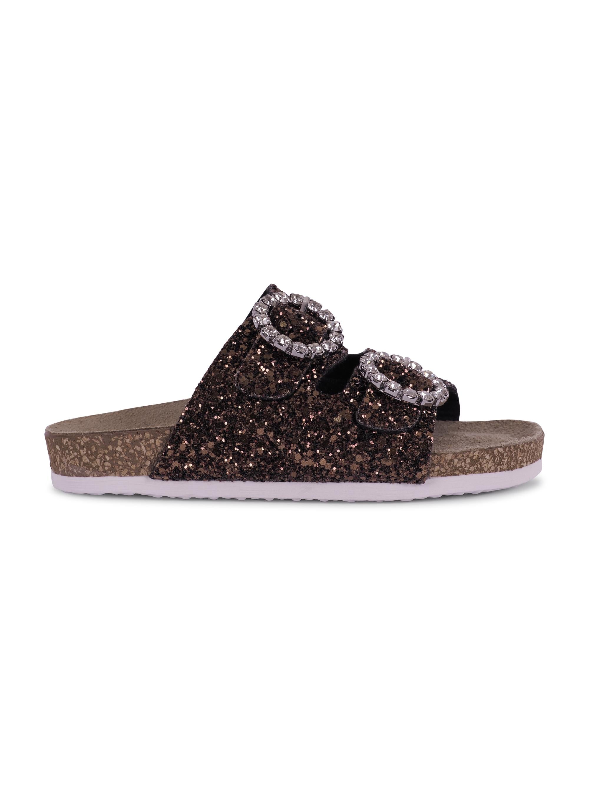 Slippers per bambina Monnalisa marrone con fibbia 87G005 7714 G006 MONNALISA KIDS