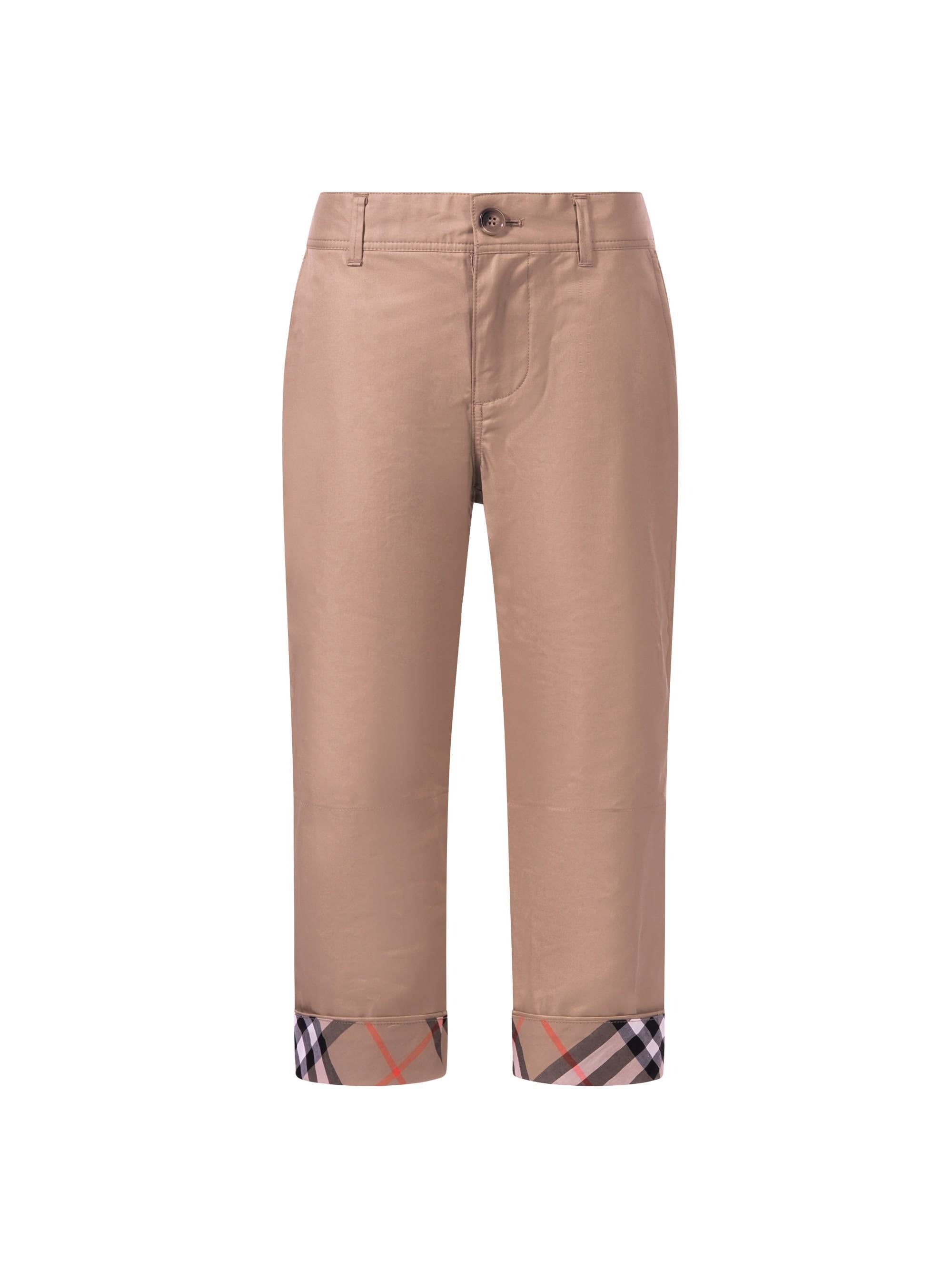 Pantaloni per bambino Burberry Kids beige con finiture con caratteristico motivo Vintage Check 8117169 B9719 BURBERRY KIDS