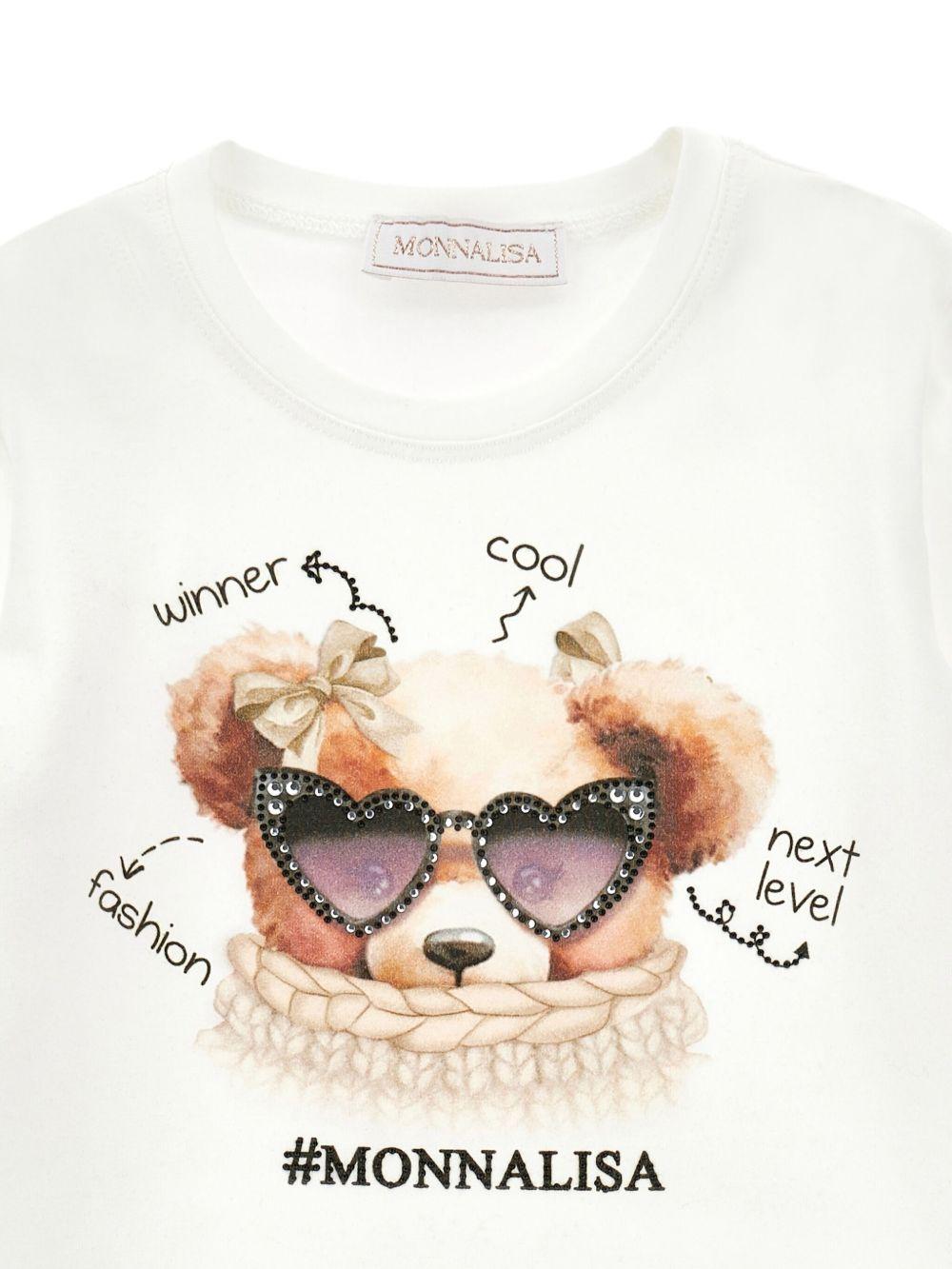 T-shirt per bambina Monnalisa bianca con stampa Bear 19F612 6003 0001 MONNALISA