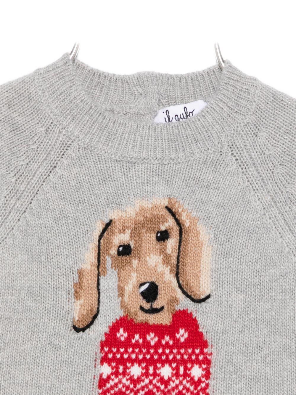 Maglione per neonato Il Gufo grigio con ricamo cagnolino A25GMA0008EM220 0739 IL GUFO