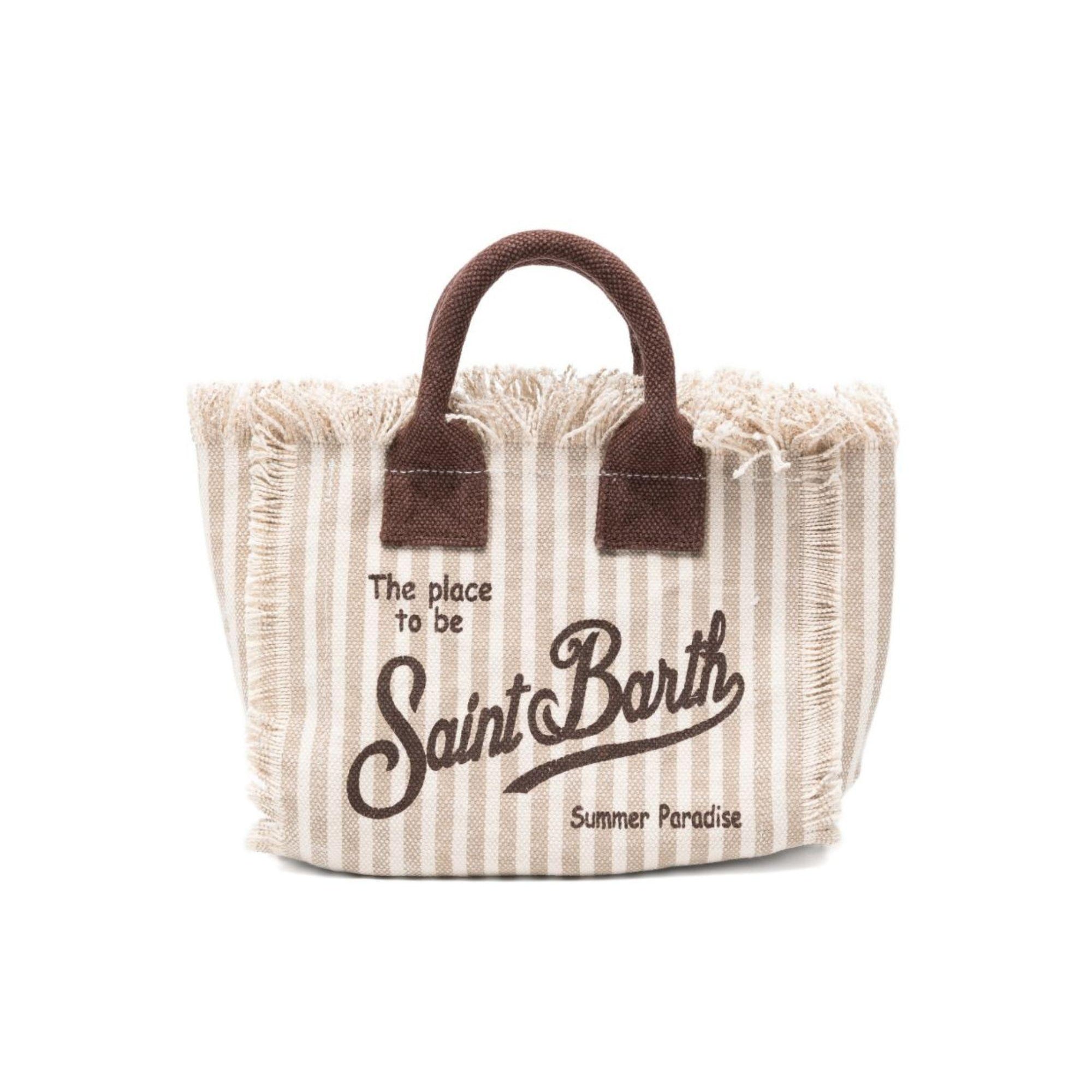 Borsa Vanity Mini MC2 Saint Barth beige con motivo a righe VAMI001 03450L MC2 ST. BARTH KIDS