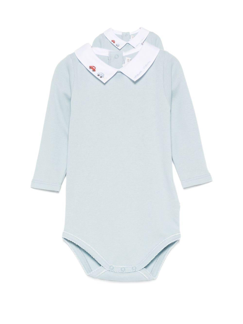 Body per neonato Bonpoint azzurro con ricamo sul colletto W06OUNK00001 015C BONPOINT KIDS