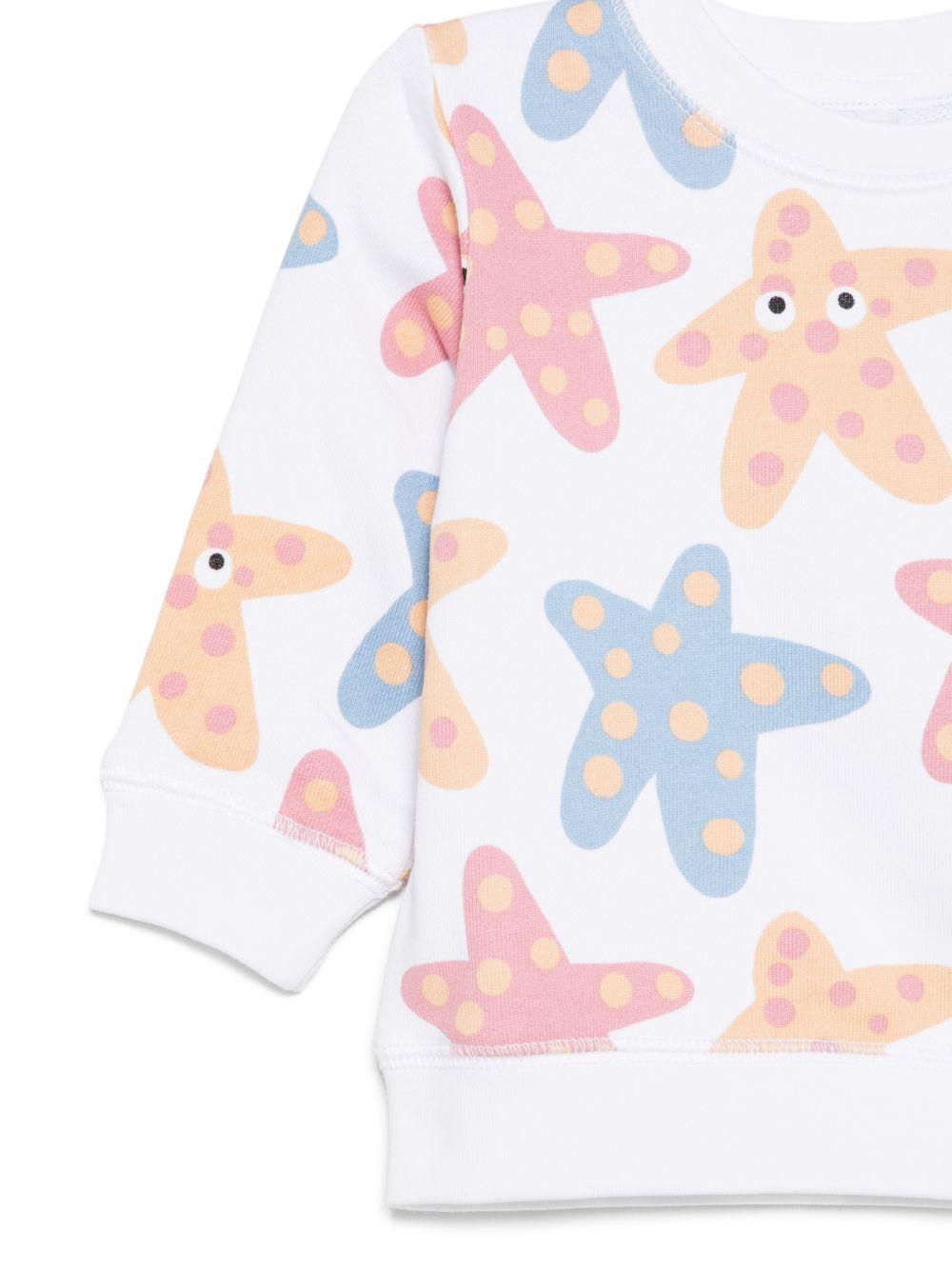 Felpa per neonati Stella McCartney Kids bianca con stampa grafica stelle marine TY4070 Z3572 100MC STELLA McCARTNEY KIDS