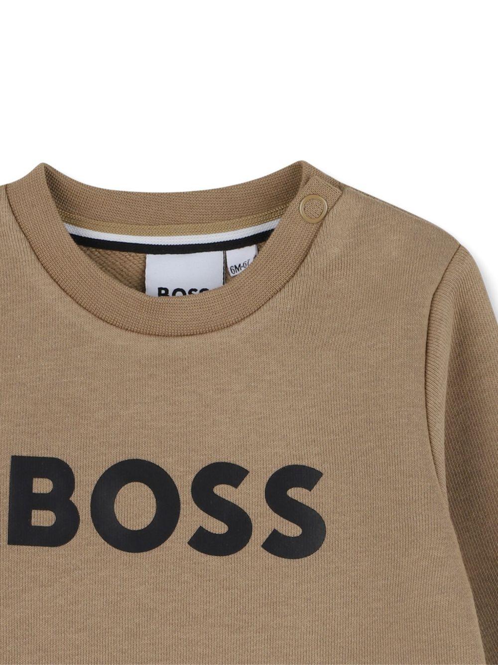 Felpa per neonato Boss Kids marrone con stampa logo J52458 269 BOSS KIDS