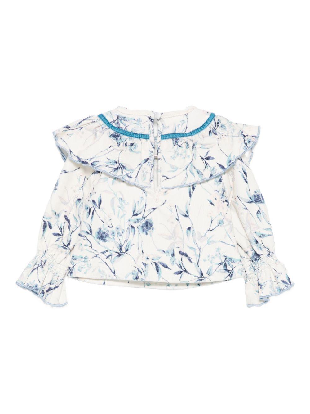 Camicia per neonata A'lapage azzurra con stampa floreale AL27BNB NAVY A'LAPAGE