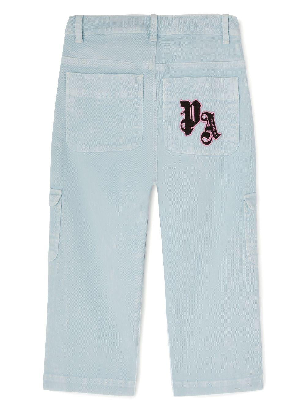 Cargo per bambino Palm Angels Kids azzurro con stampa PGCF004S25FAB002 413B PALM ANGELS KIDS