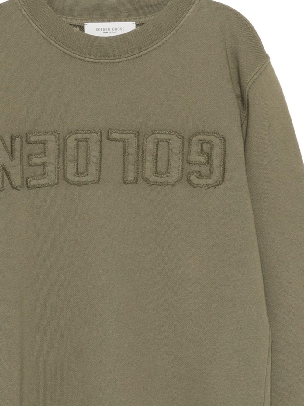 Felpa per bambino Golden Goose Kids verde con logo sul davanti GKP02214P002244 35479 GOLDEN GOOSE KIDS