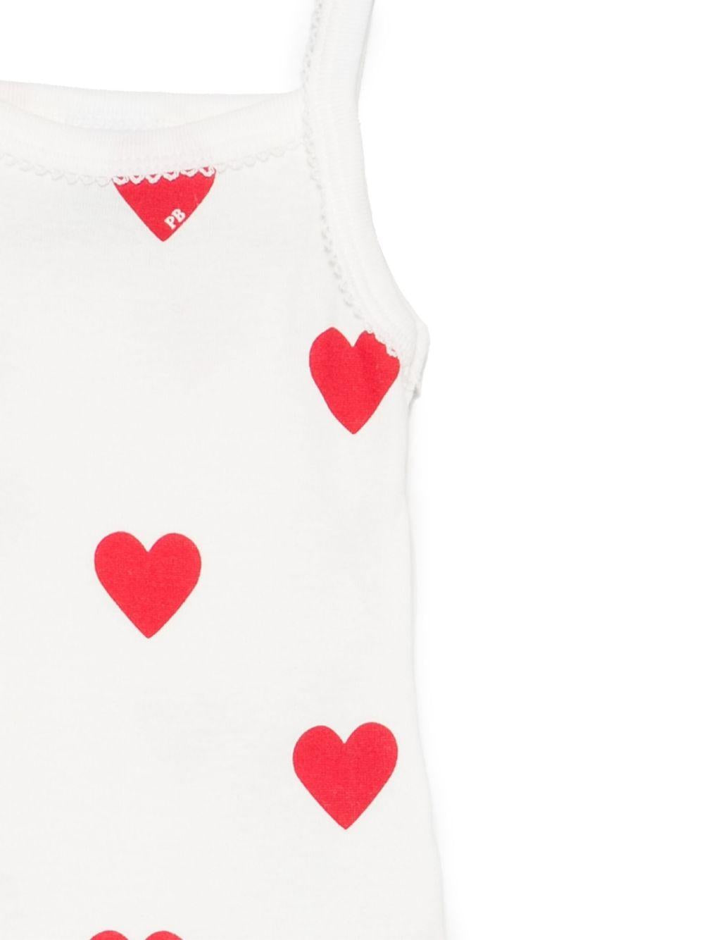 Set di tre tutine per neonati Petit Bateau bianche con stampa cuori A04IX 00 PETIT BATEAU