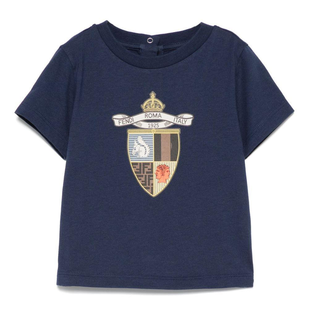 T-shirt per neonato Fendi Kids blu con stampa BMI262 7AJ F1I11 FENDI KIDS
