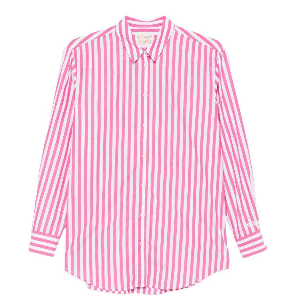 Camicia per donna MC2 Saint Barth multicolore con scritta "Odio il lunedì!" ricamata sul retro BRIG001 01370L MC2 ST. BARTH