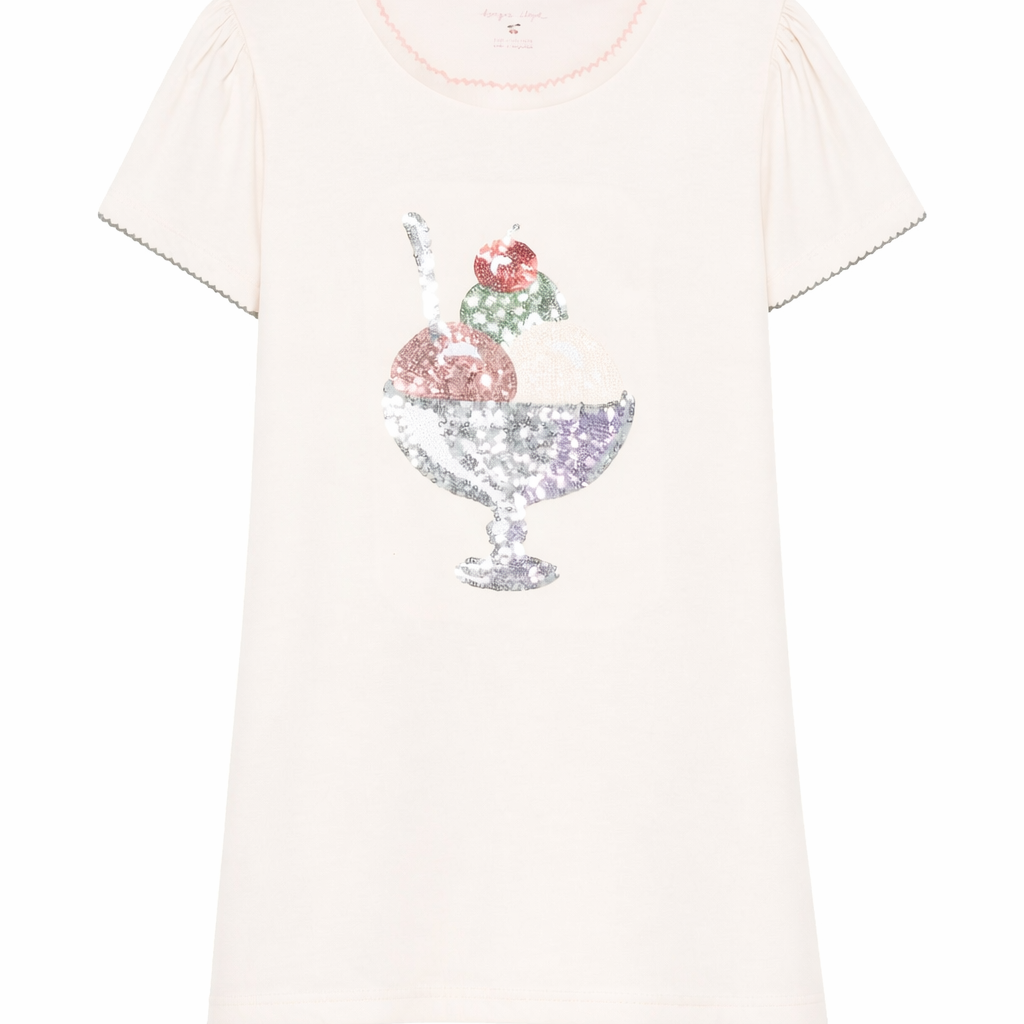 T-shirt per bambina Konges Slojd rosa con applicazione con paillettes KS104804 BUTTERCREAM KONGES SLOJD KIDS