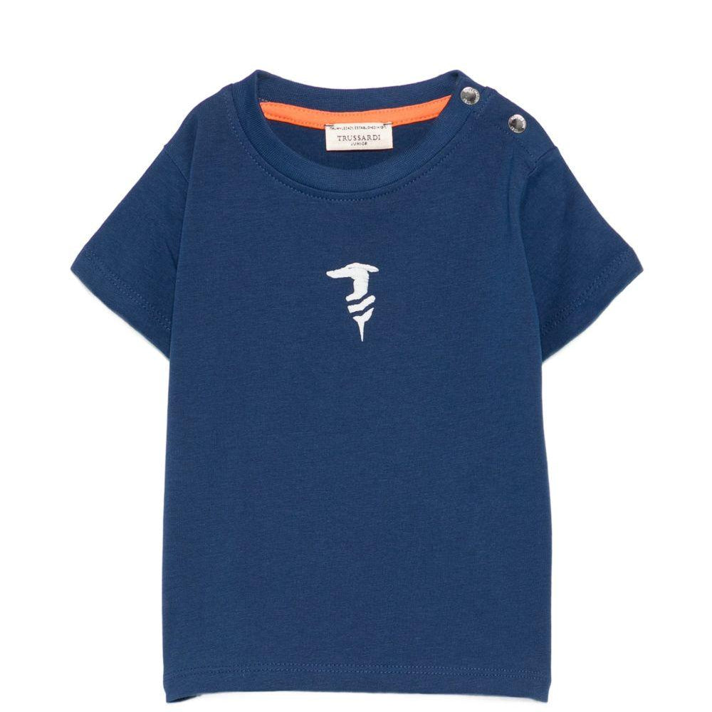 T-shirt per neonato Trussardi Junior blu con logo sul davanti TIP26048TS BLUE EST. TRUSSARDI JUNIOR