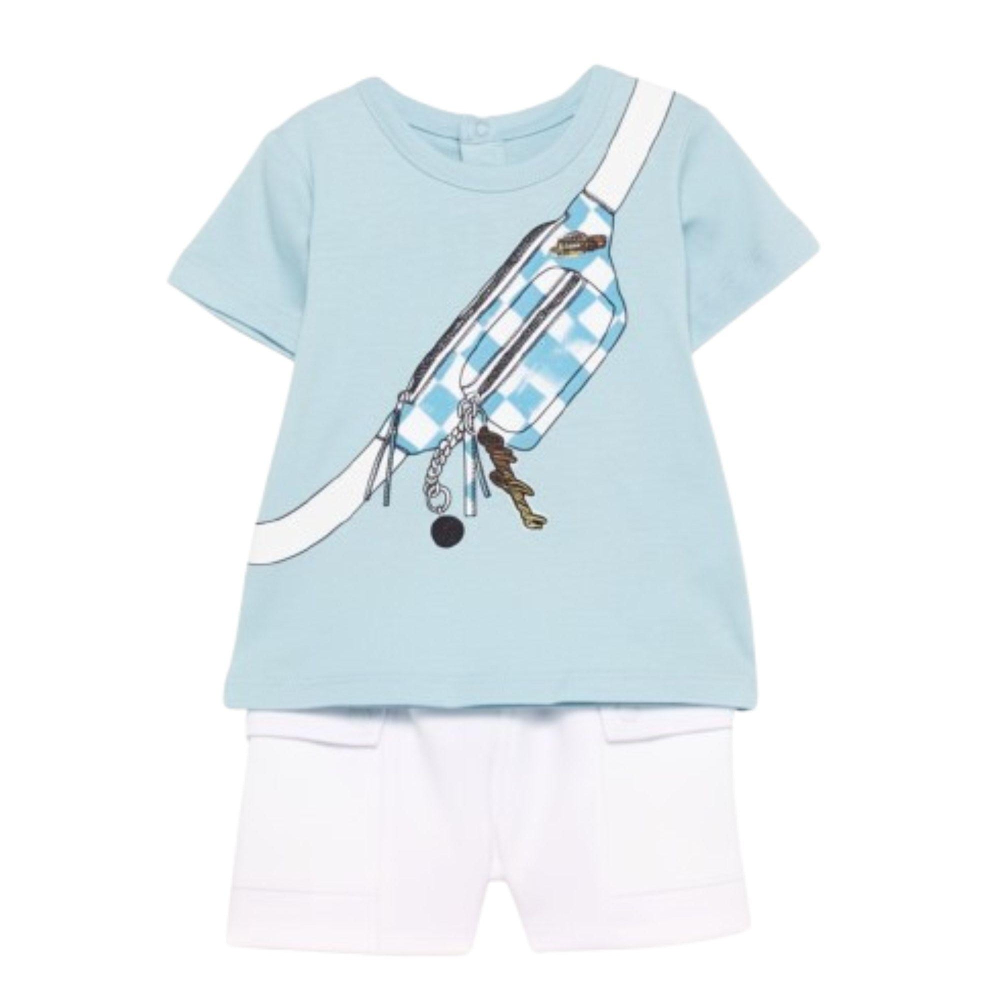 Set t-shirt e shorts per neonato The Marc Jacobs Kids azzurro con stampa grafica sul davanti W60816 77B THE MARC JACOBS KIDS
