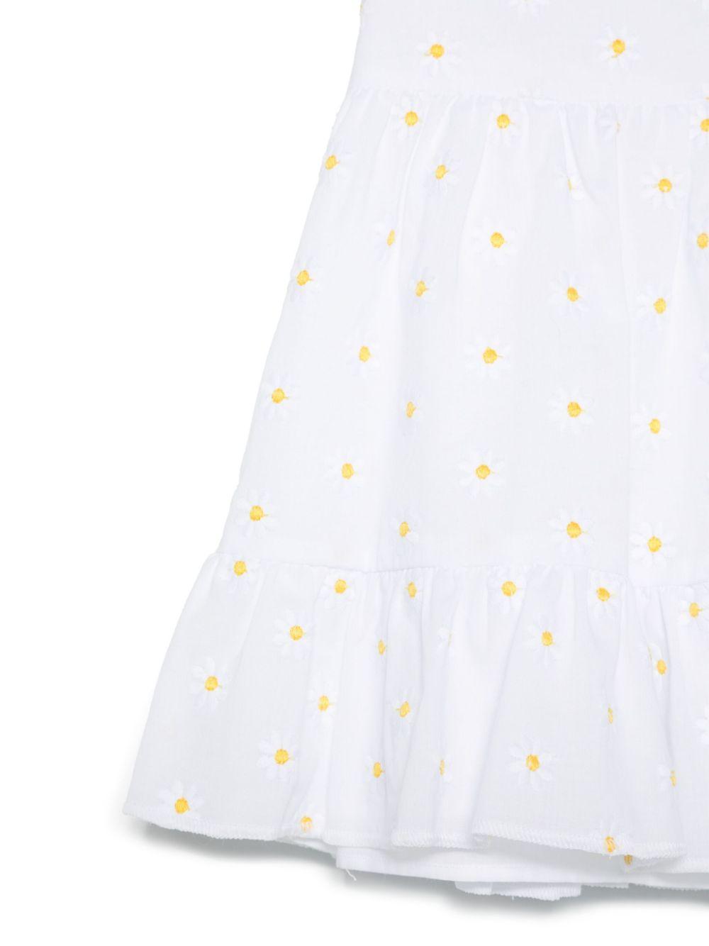 Abito per neonata Il Gufo bianco con ricamo a fiori con chiusura con nodo P25VA330C5053NB 010 IL GUFO