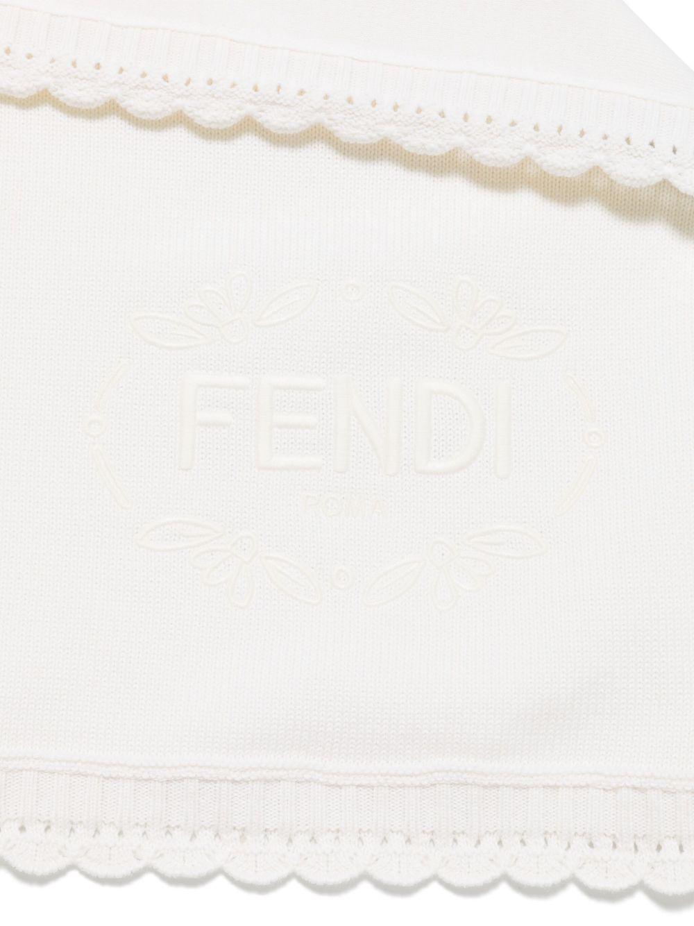 Coperta per neonati Fendi Kids bianca con design lavorato a maglia BUJ298 ATRM F0TU9 FENDI KIDS